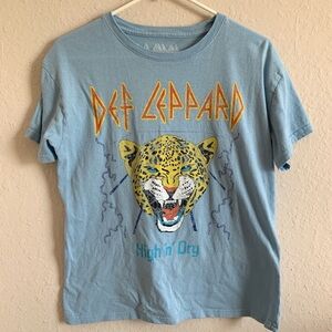 Def Leppard High N Dry 80s Tiger Graphic Vintage Rock Band Tee T-Shirt Blue Sz M